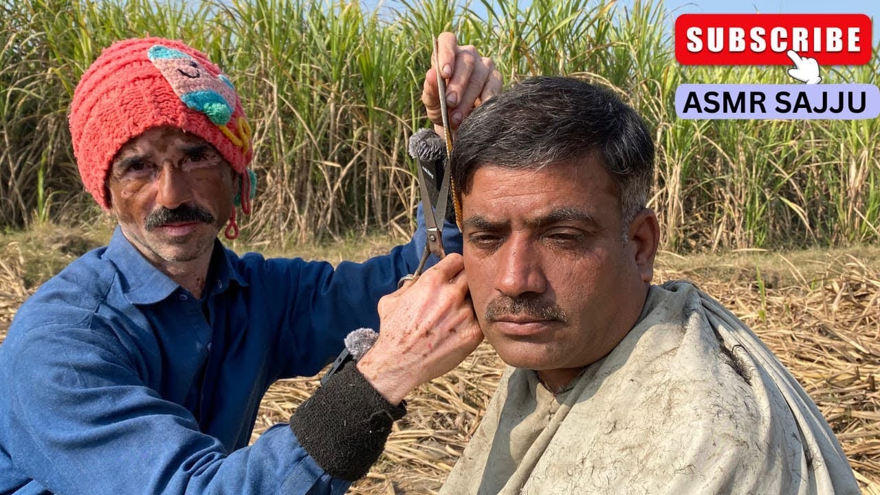 ASMR zaza machine haircut and relaxation sound in village 
