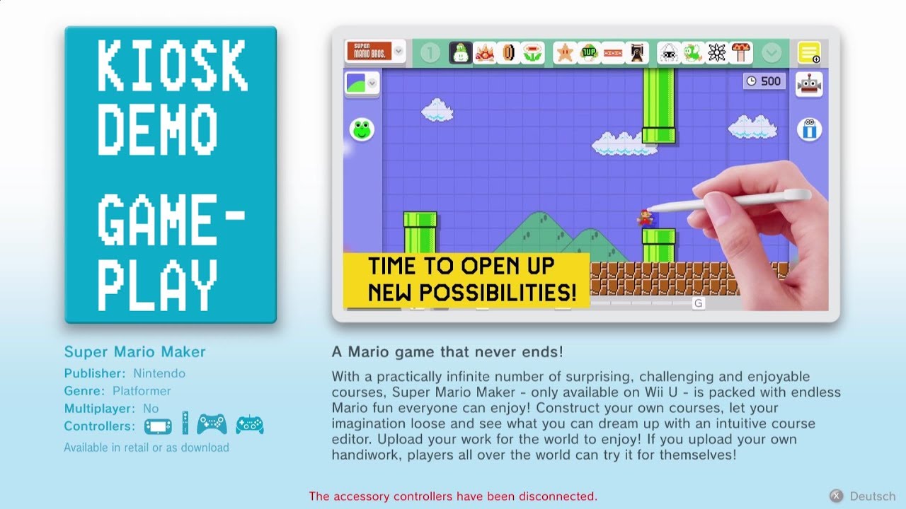 Super Mario Maker INTERACTIVE DEMO GAMEPLAY [Wii U Kiosk/Demo Unit]