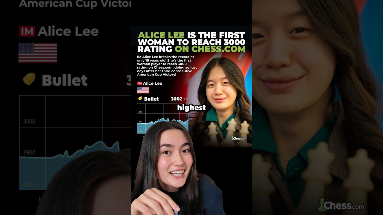 Alice Lee breaks 3000 on Chess.com!!