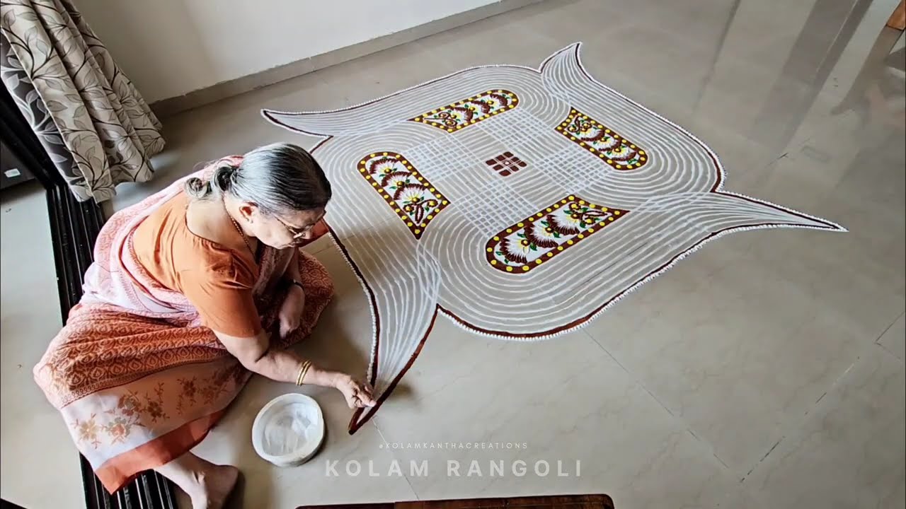 Traditional Rettai Izhai Kanya Kolam | Margazhi Kolam 2 | Step by step tutorial