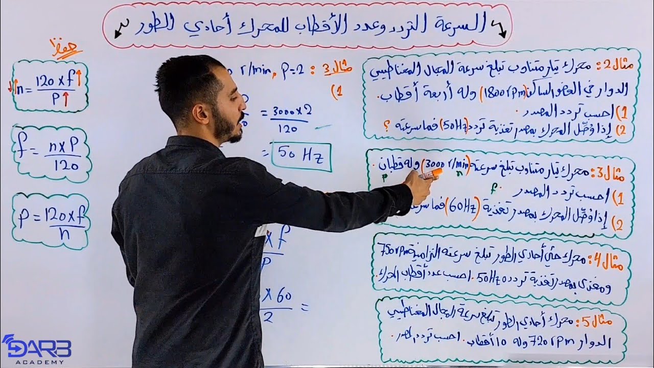 السرعة ، التردد وعدد الأقطاب للمحرك أحادي الطور / علم الصناعة - توجيهي 2007 - الكهرباء