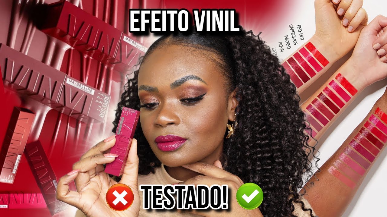 BATOM com EFEITO VINIL: Testei o VINYL INK da Maybelline! (Resenha + Swatches)