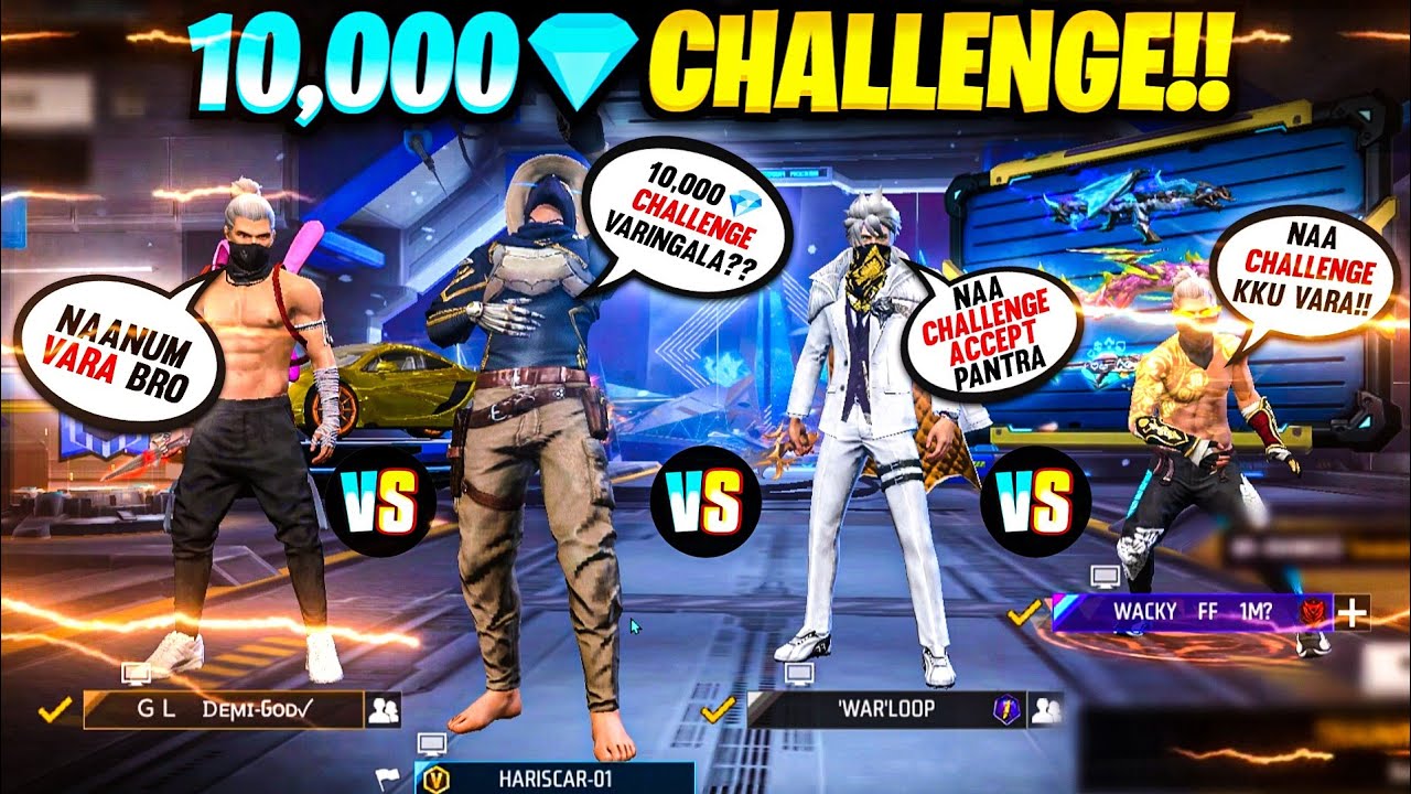 💥 Warloop & DemiGod & Wacky உங்க 3 பேருக்கு ஒரு Challenge தரேன் Win Panna💥 10,000 Diamond / FreeFire