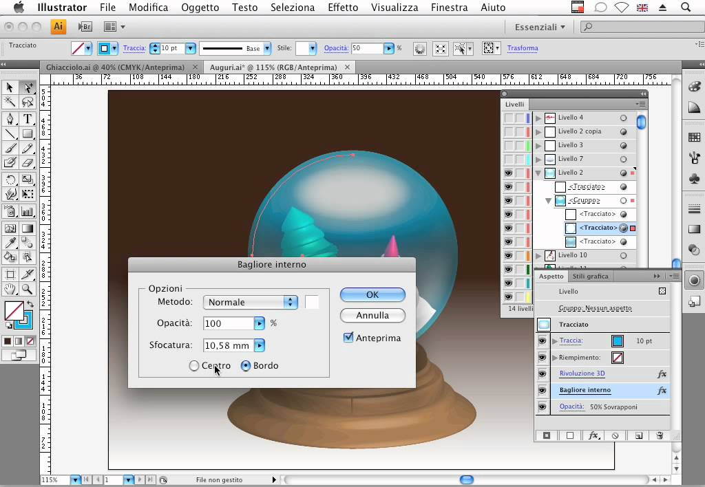 Corso Illustrator-Trucchi e tecniche creative - Palla di vetro con neve