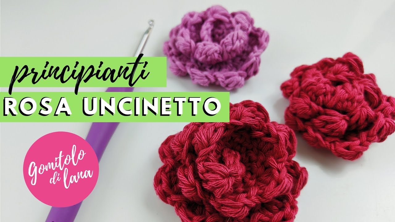 🌹 ROSA UNCINETTO SEMPLICE (PRINCIPIANTI) - rosa all'uncinetto 3d arrotolata