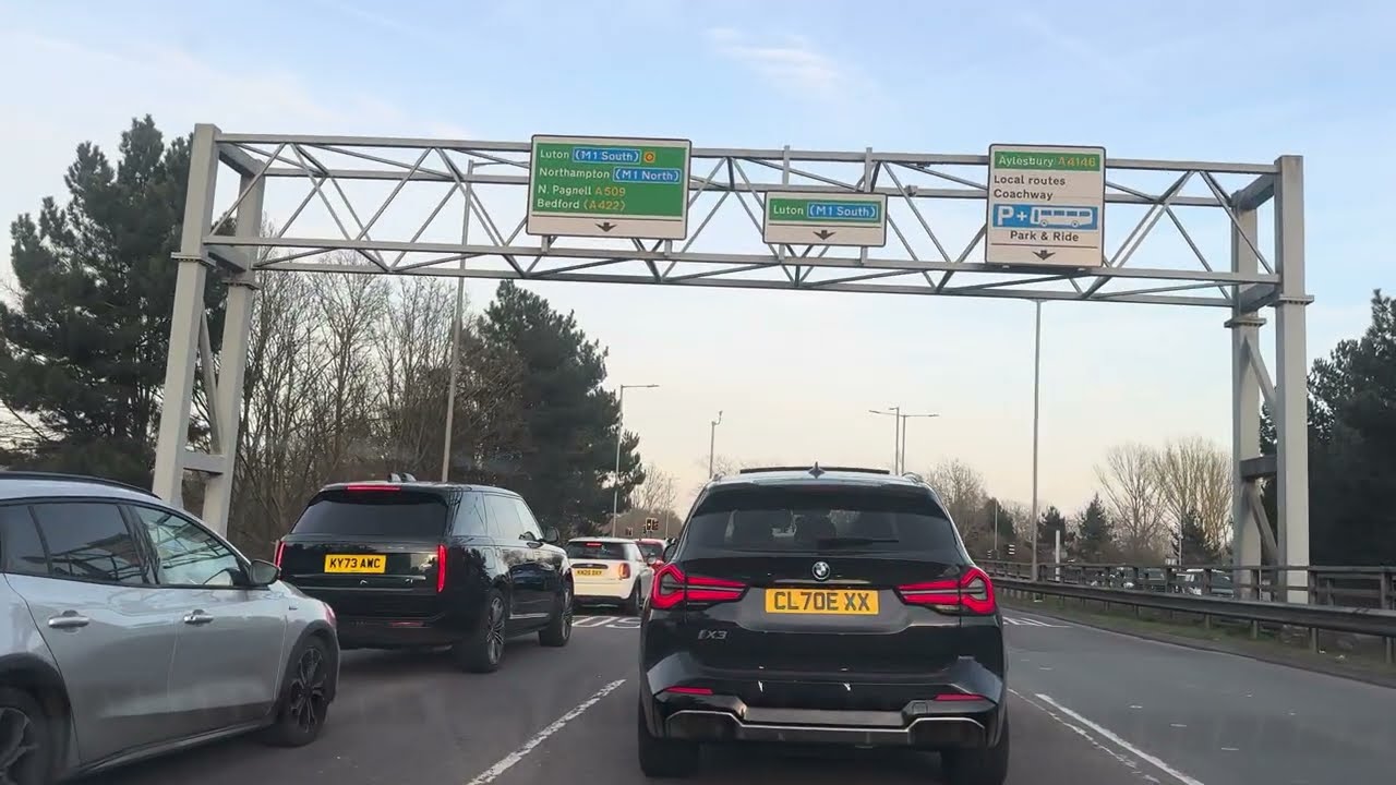 Milton Keynes train station to M1 motorway 2025