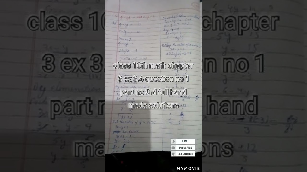 class 10th math chapter 3 ex 3.4 question no 1 part no 3rd full hand made solutions