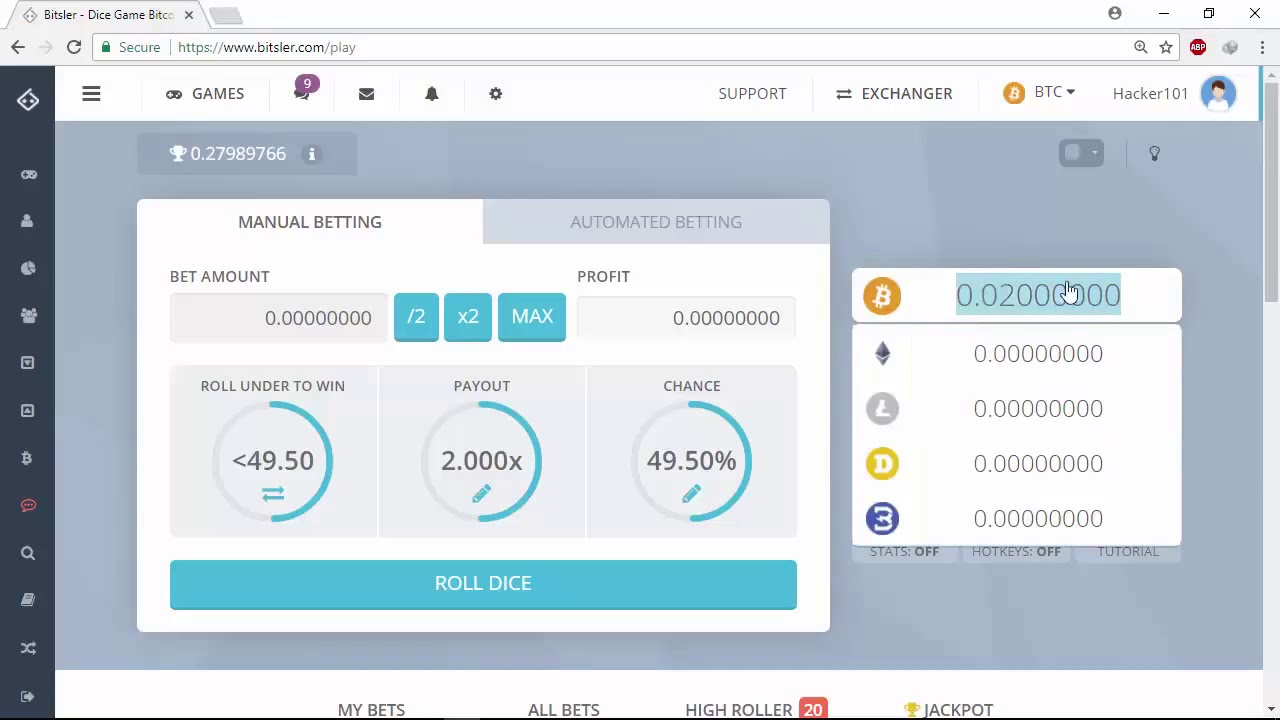 Earn 1 BTC a day - Bitsler Script for Free