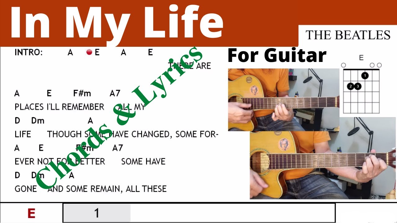 In My Life - The Beatles - Guitar Chords & Lyrics @TeacherBob