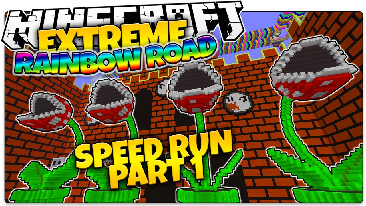 Minecraft | EXTREME RAINBOW ROAD! | Mario Parkour Speed Run Map (Minecraft Parkour)