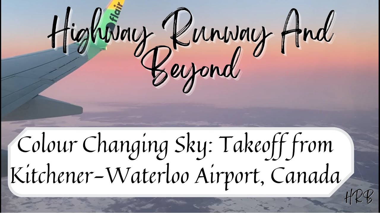 Stunning views of sky changing colours | Takeoff from Kitchener-Waterloo Airport (YKF) | Snowy day