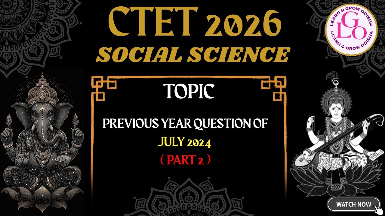 PREVIOUS YEAR QUESTION OF JULY 2024 ( PART 2 ) ||  SOCIAL SCIENCE || CTET 2026