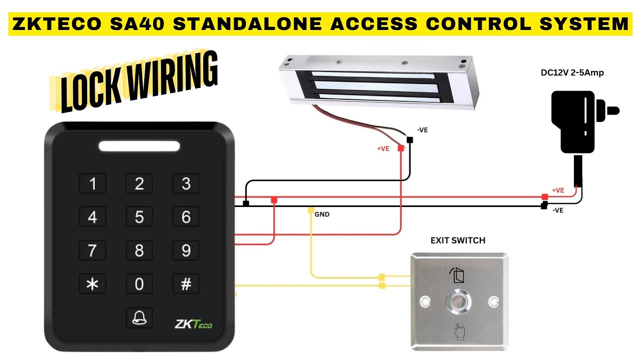 Connect an Electromagnetic Lock with ZKTeco SA40 & Exit Switch | Step-by-Step Tutorial with Diagram