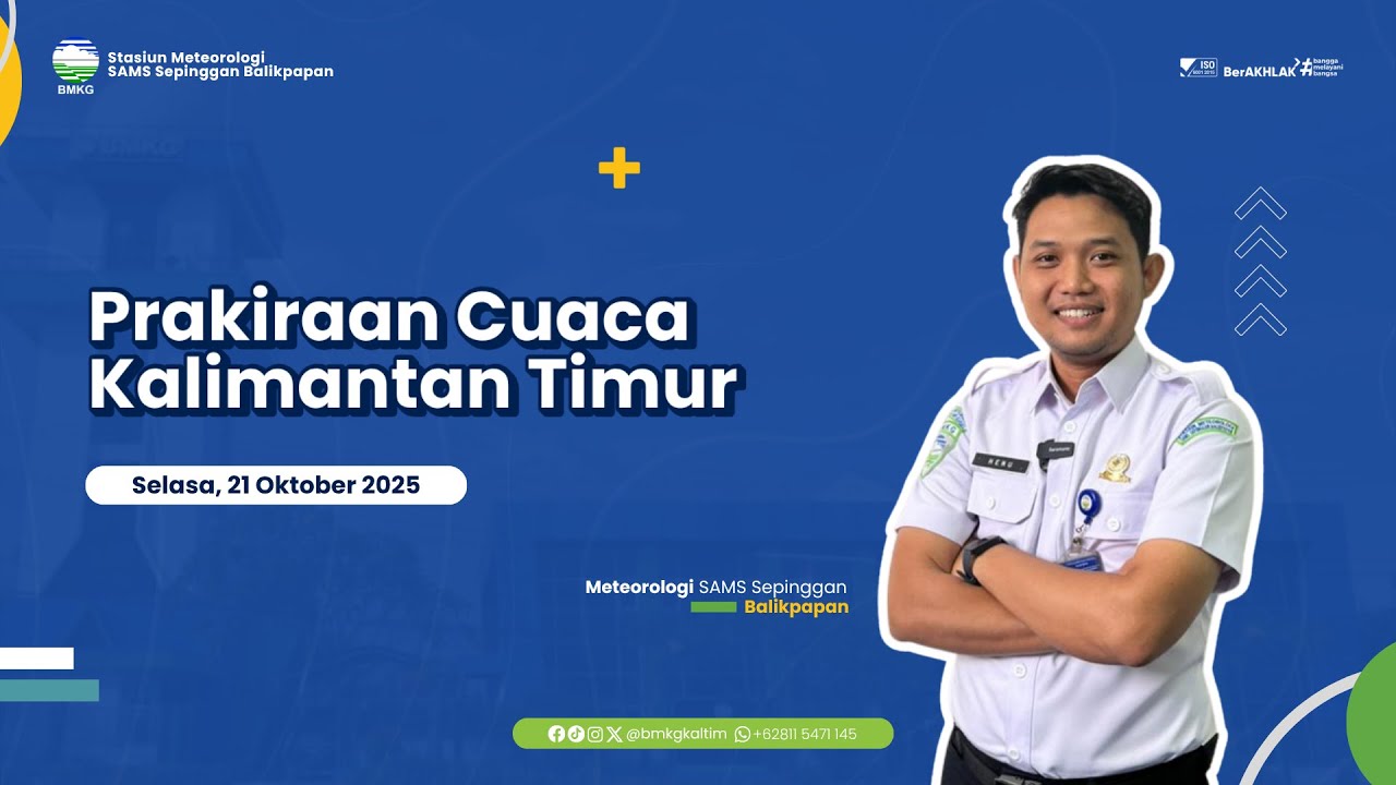 Prakiraan Cuaca Esok Hari Selasa, 21 Oktober 2025 Wilayah Kalimantan Timur | BMKG Kaltim