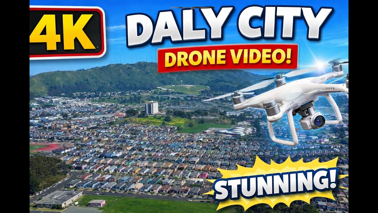 Flying on a sunny day in Daly City, in 4K