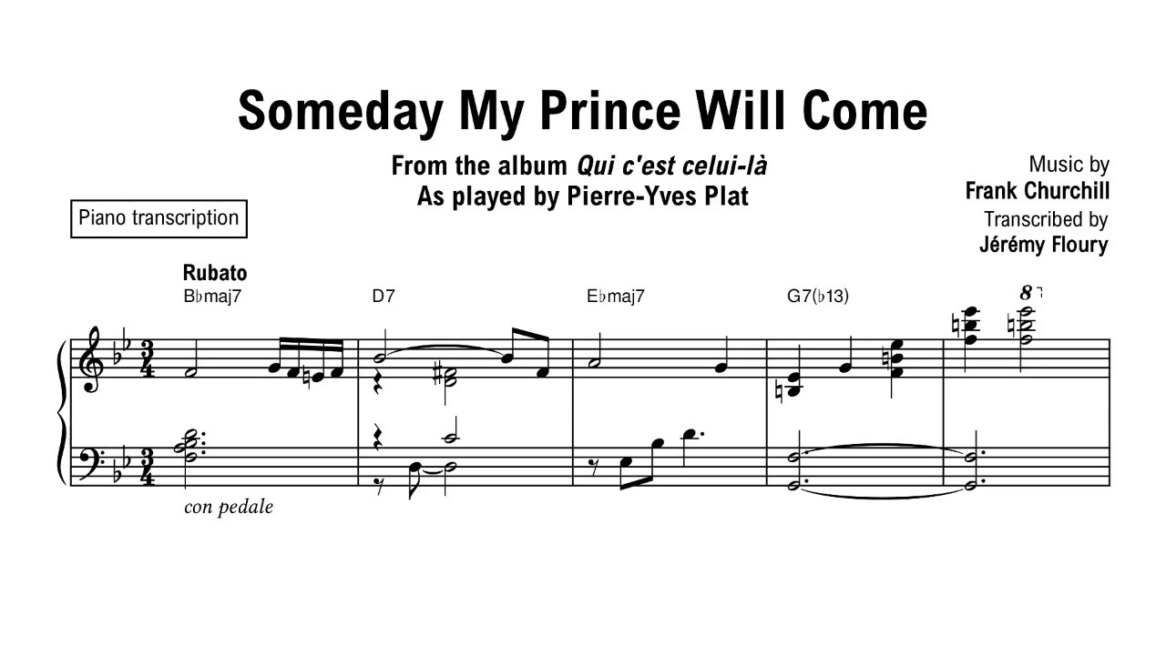 Someday My Prince Will Come - Pierre-Yves Plat - Piano transcription