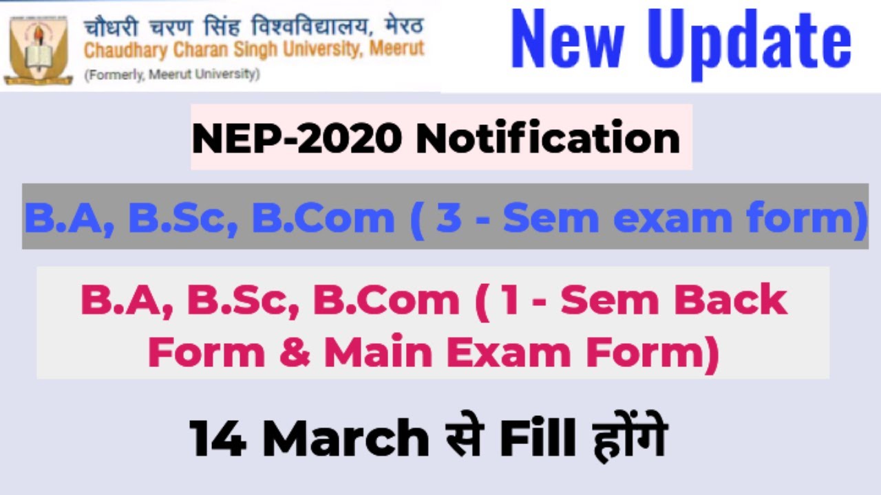 How to Fill CCS University UG (NEP) Sem -3 Exam Form | CCSU UG (NEP) Sem -1 Back Exam Form Fill Up