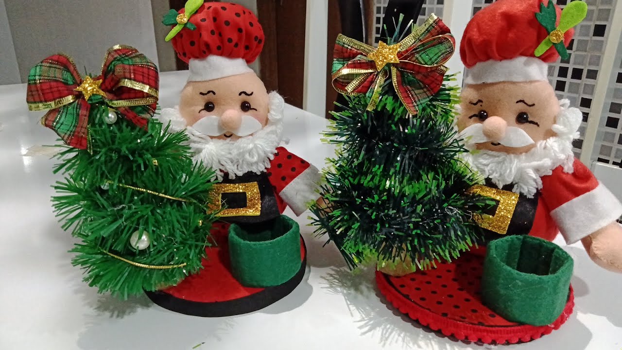 PORTA SALEIRO OU PALITEIRO DE PAPAI NOEL DE FUXICO