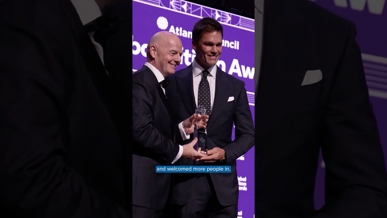 Tom Brady honors FIFA President Gianni Infantino at the 2025 Global Citizen Awards