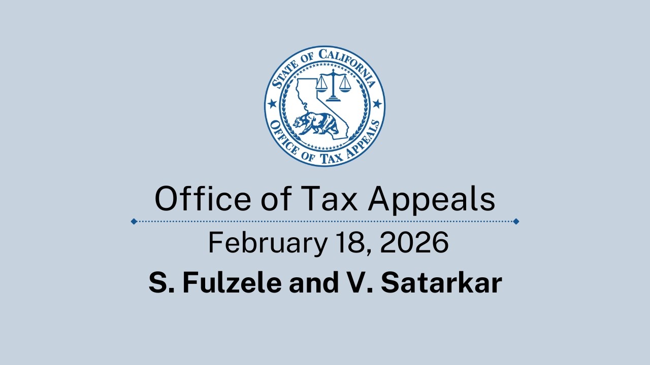 Office of Tax Appeals February 18, 2026