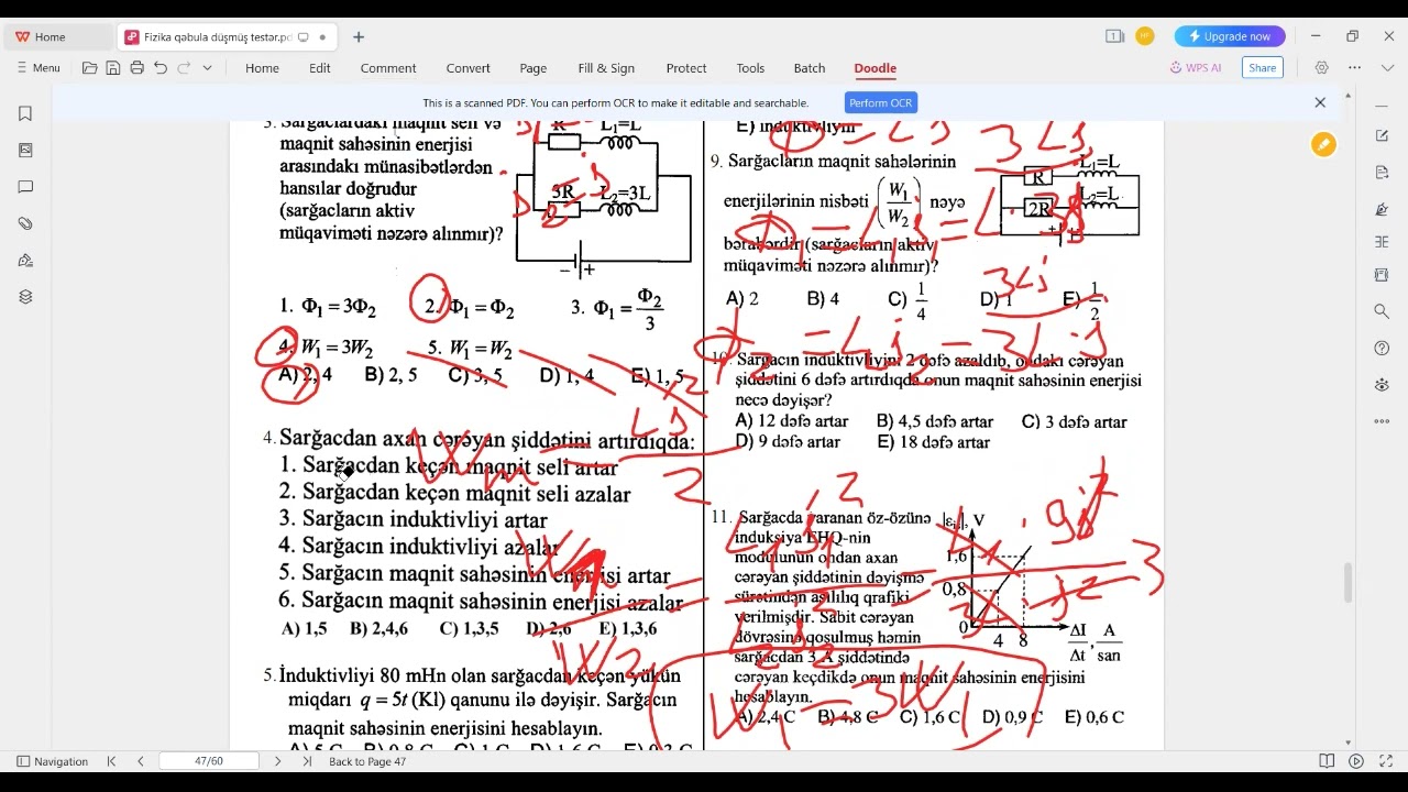 Maqnit sahəsinin enerjisi. Qəbul imtahanında istifadə olunmuş SUALLAR