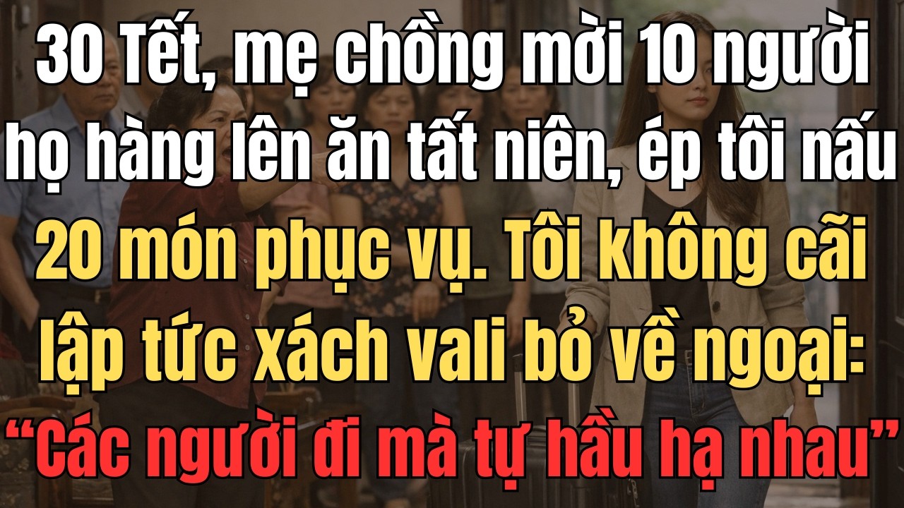 30 Tết, Mẹ Chồng Mời 10 Người Họ Hàng Lên Ăn Tất Niên, Bắt Tôi Nấu 20 Món Phục Vụ. Tôi Lập Tức Xách