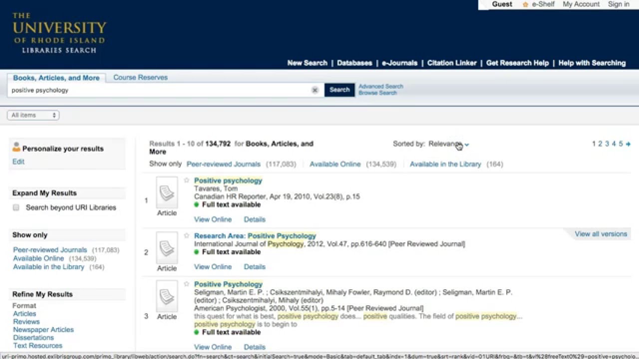 Getting Started with the URI Libraries Search