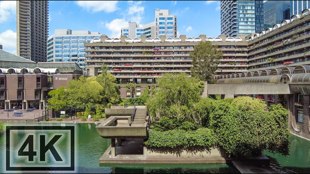 London's Barbican Centre Walking Tour | Summer 🌞 2021 | 4K 3D Sound 🎧