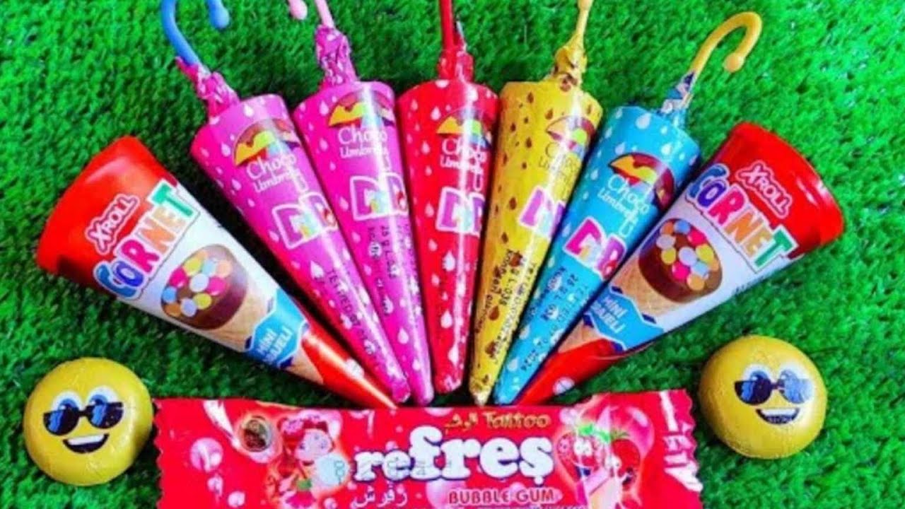 ASMR Most Popular Candy / some lots of colorful rainbow lollipop / unpacking chocolate eat