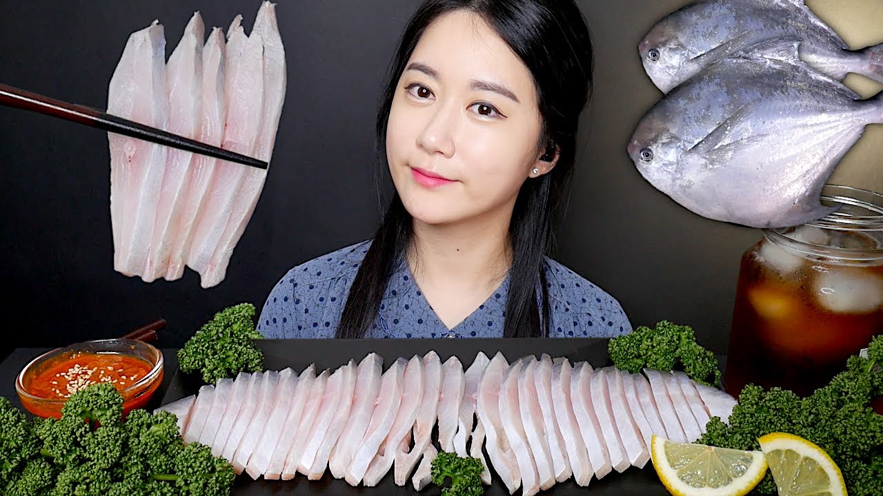 MUKBANG сашими из серебряного помфрета [Raw Butter Fish] Real Sound MUKBANG | ASMR | EATING SOUND