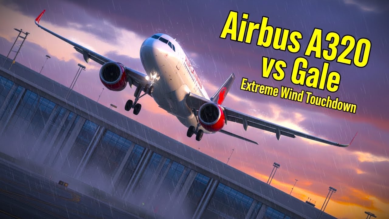 Turkish Airlines Airbus A320 Makes DIFFICULT Crosswind Landing in Istanbul