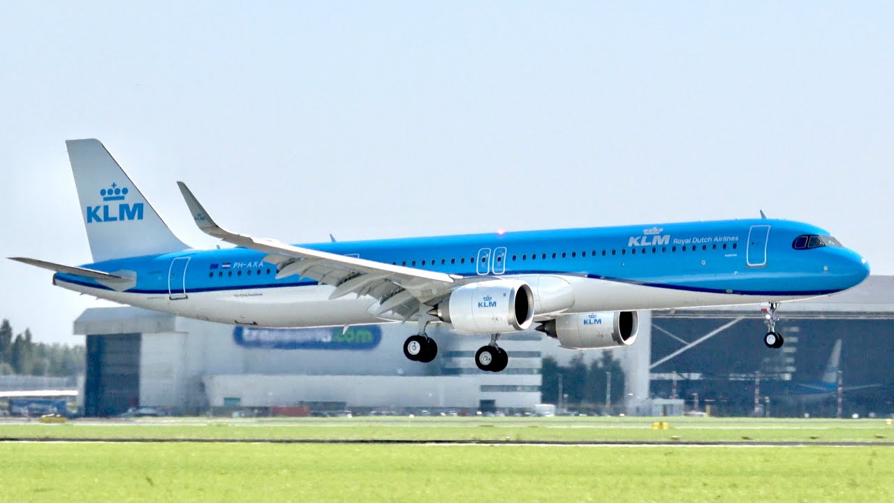 [4K] FIRST EVER!! KLM Airbus A321neo (PH-AXA) Landing at Homebase Schiphol Airport 💙