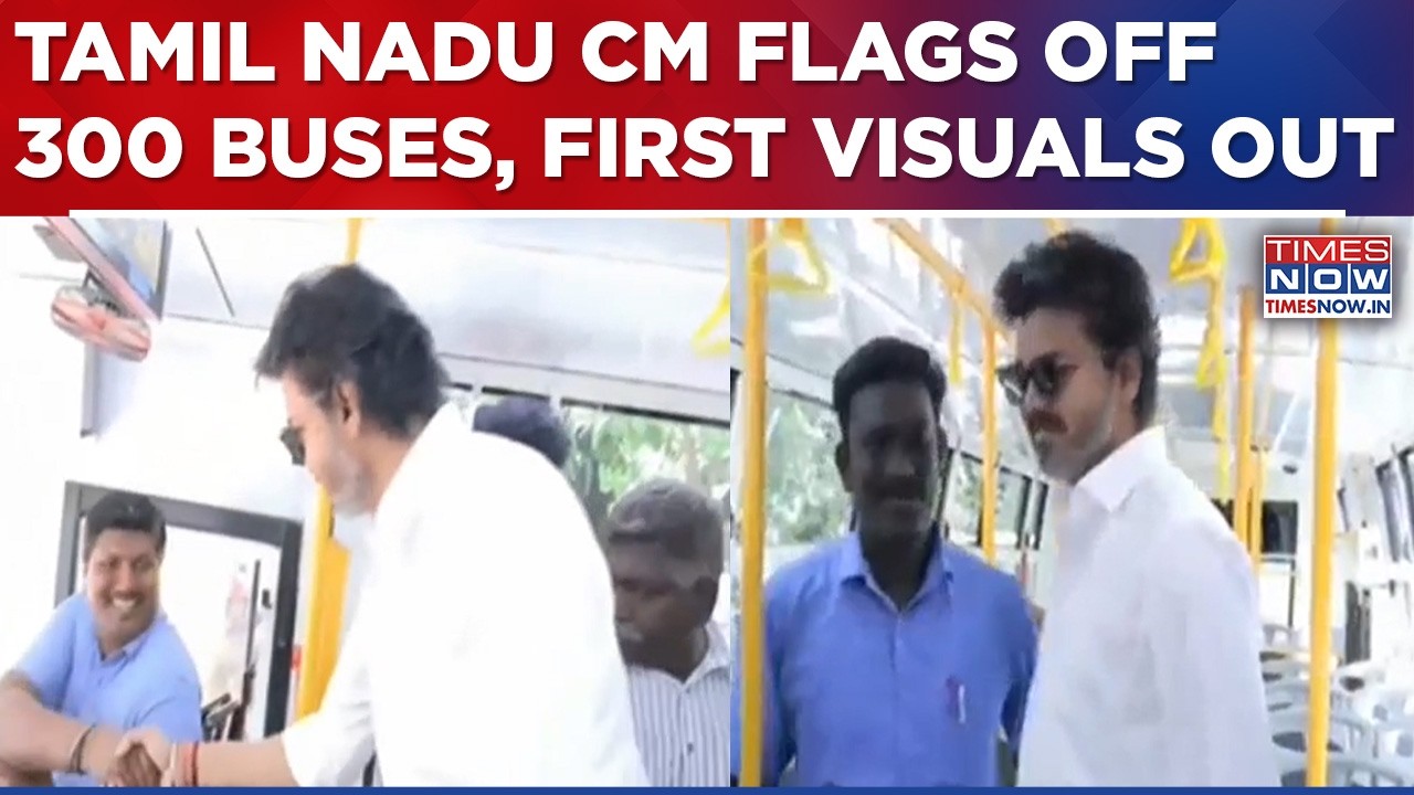 Tamil Nadu CM Vijay Flags Off Newly Procured Bus Fleet | First Visuals Of Thalapathy Meeting People