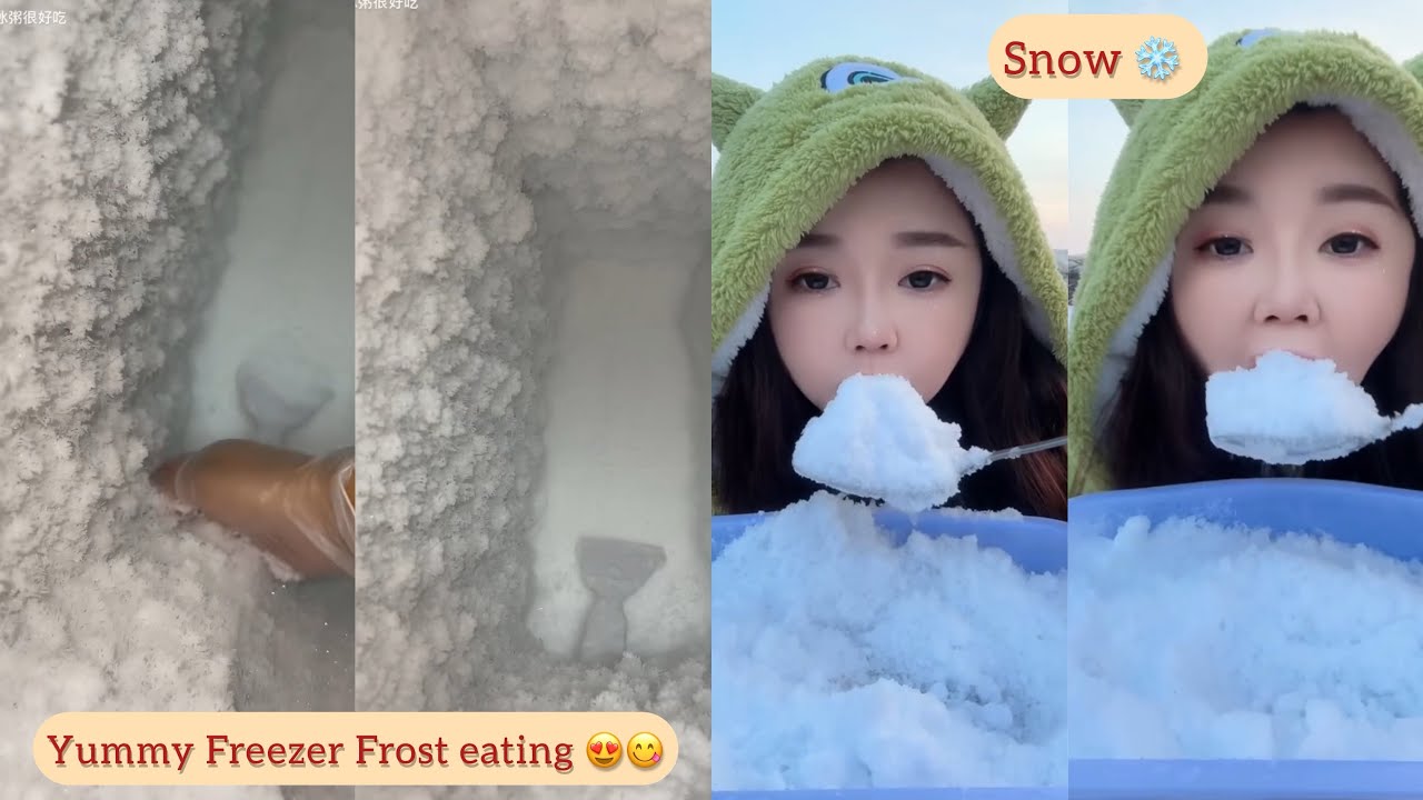 Frozen Freezer 🥰 Humidifier Freezer Frost 😋😌 Yummy 🤤 VS Snow eating 🥶 scrumptious 😊 ASMR ❤️