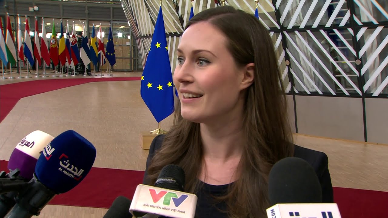Sanna Marin, Prime Minister of Finland at her first European Council Summit in Brussels