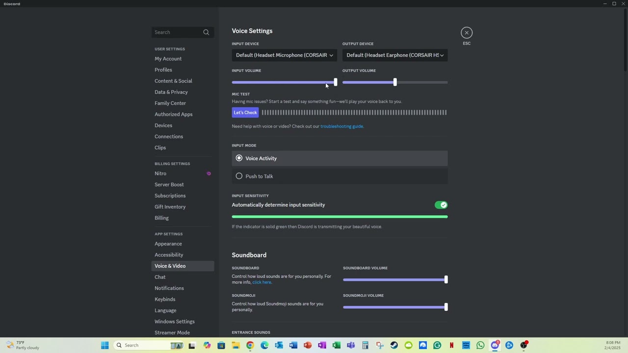 Discord &ndash; How to set audio input sensitivity and output volume