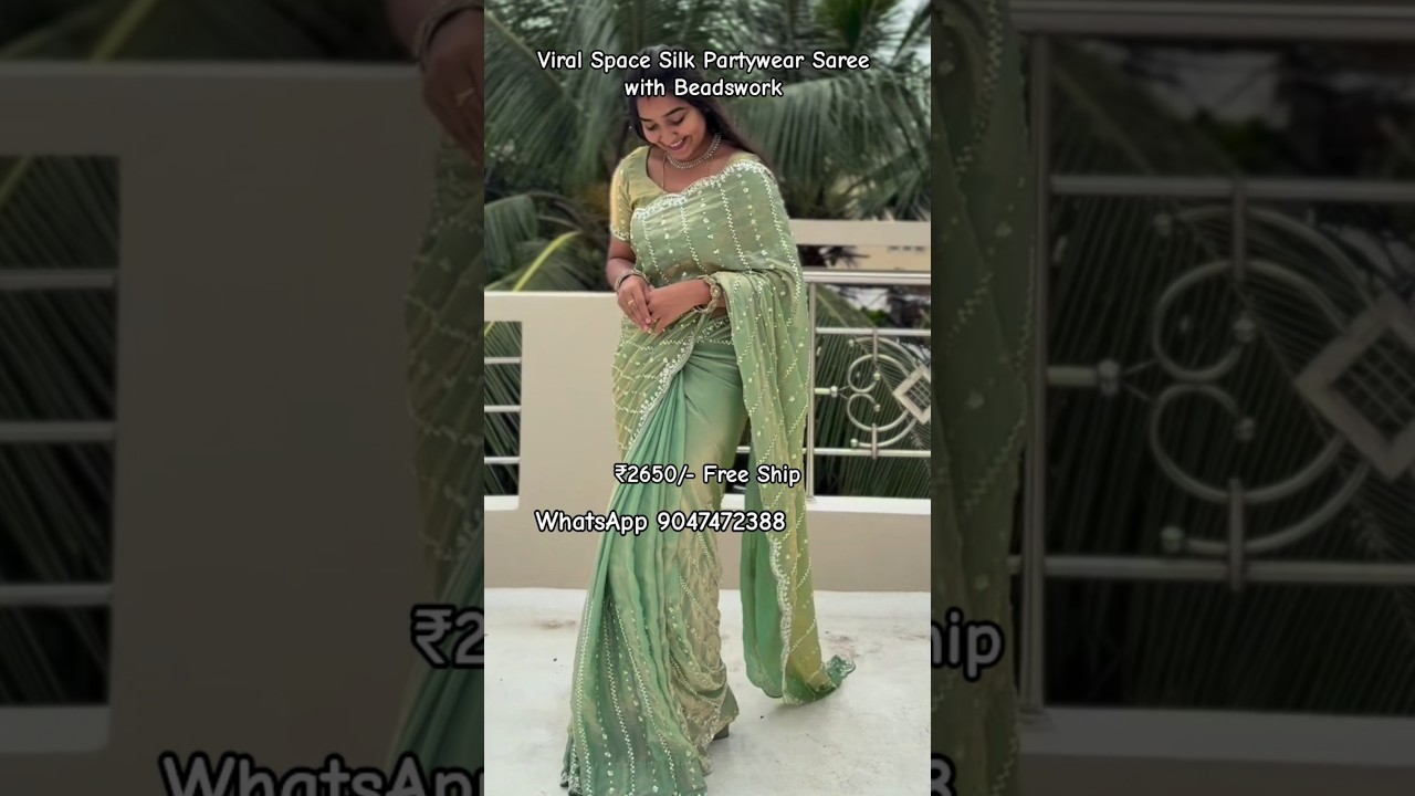 Viral Space Silk Saree with Beadswork #spacesilksarees #partywearsarees #partywearsaree #saree