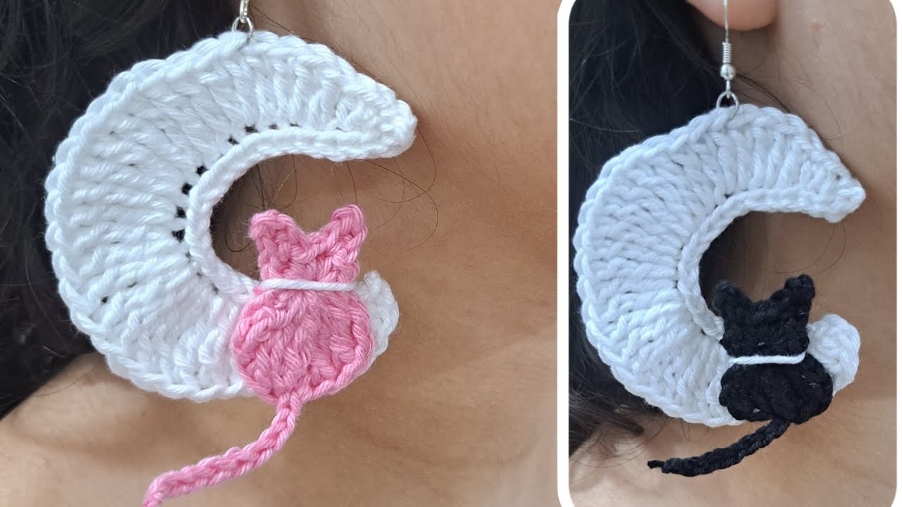 Você não vai acreditar como é fácil fazer esse Brinco em crochê/Gatinho rápido e fácil