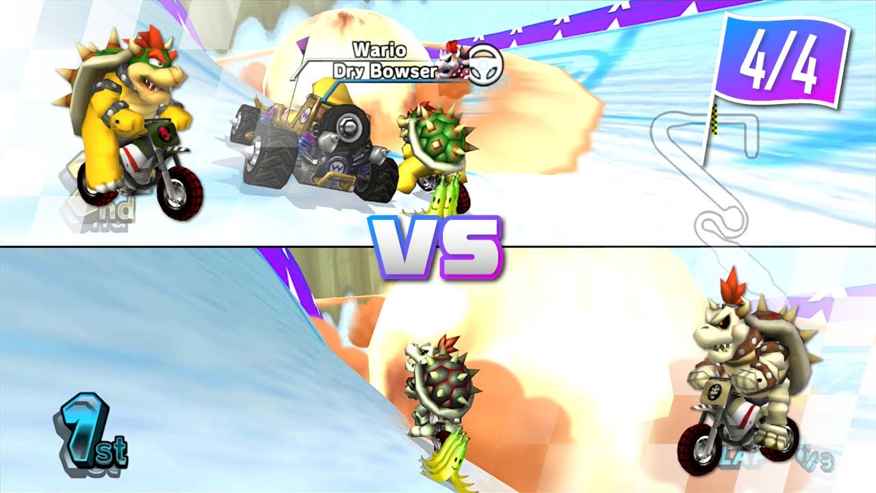 Bowser vs Dry Bowser on all Courses (Standard Bike L) [Part 4/4] - Mario Kart Wii Gameplay