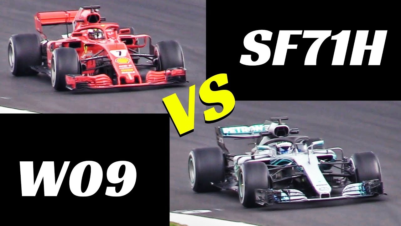 2018 Ferrari SF71H vs Mercedes W09 - Comparison on track - Formula 1 Pre-Season Test, Spain Montmelò