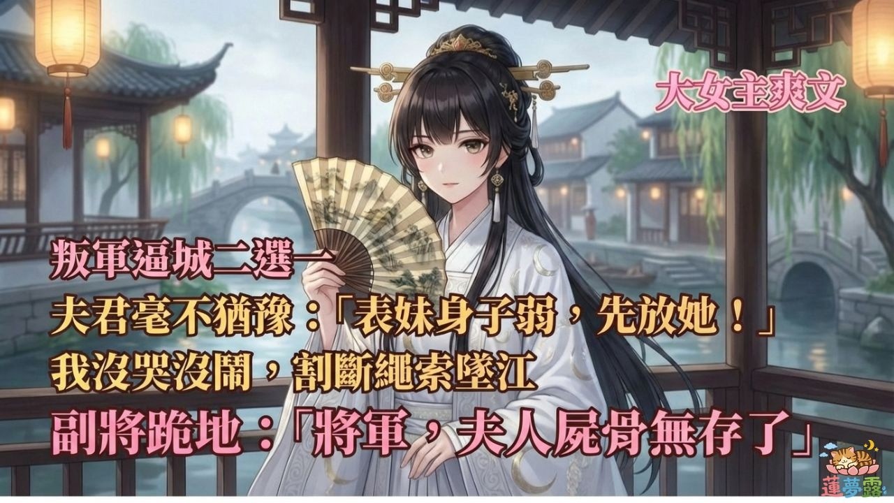 【完結爽文】叛軍逼城二選一，夫君棄我救表妹，我冷笑割斷繩索墜江。翌日副將通報：「將軍，夫人屍骨無存了！」#完結爽文 #追妻火葬場 #大女主 #人間清醒#男二上位 #打臉渣男#古風爽文#古風#爽文