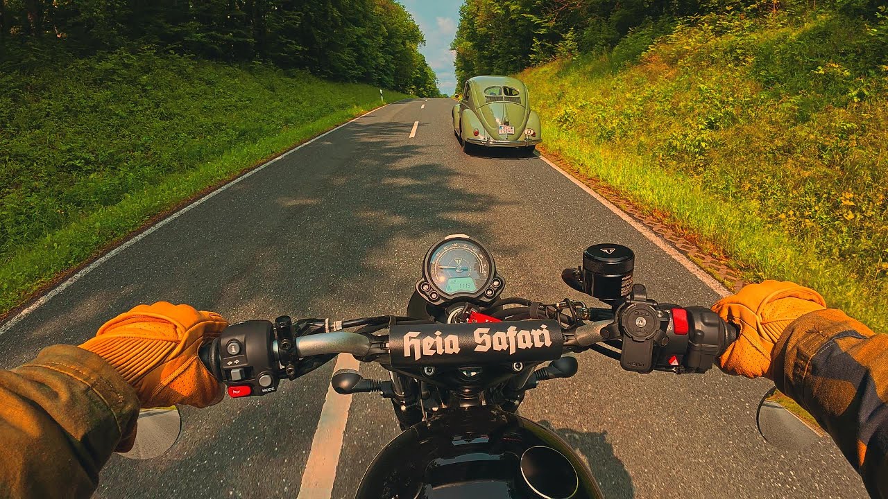 Ride through Villages and Forests in Bavaria - TRIUMPH SCRAMBLER 900 - only Exhaust Sound - 4K