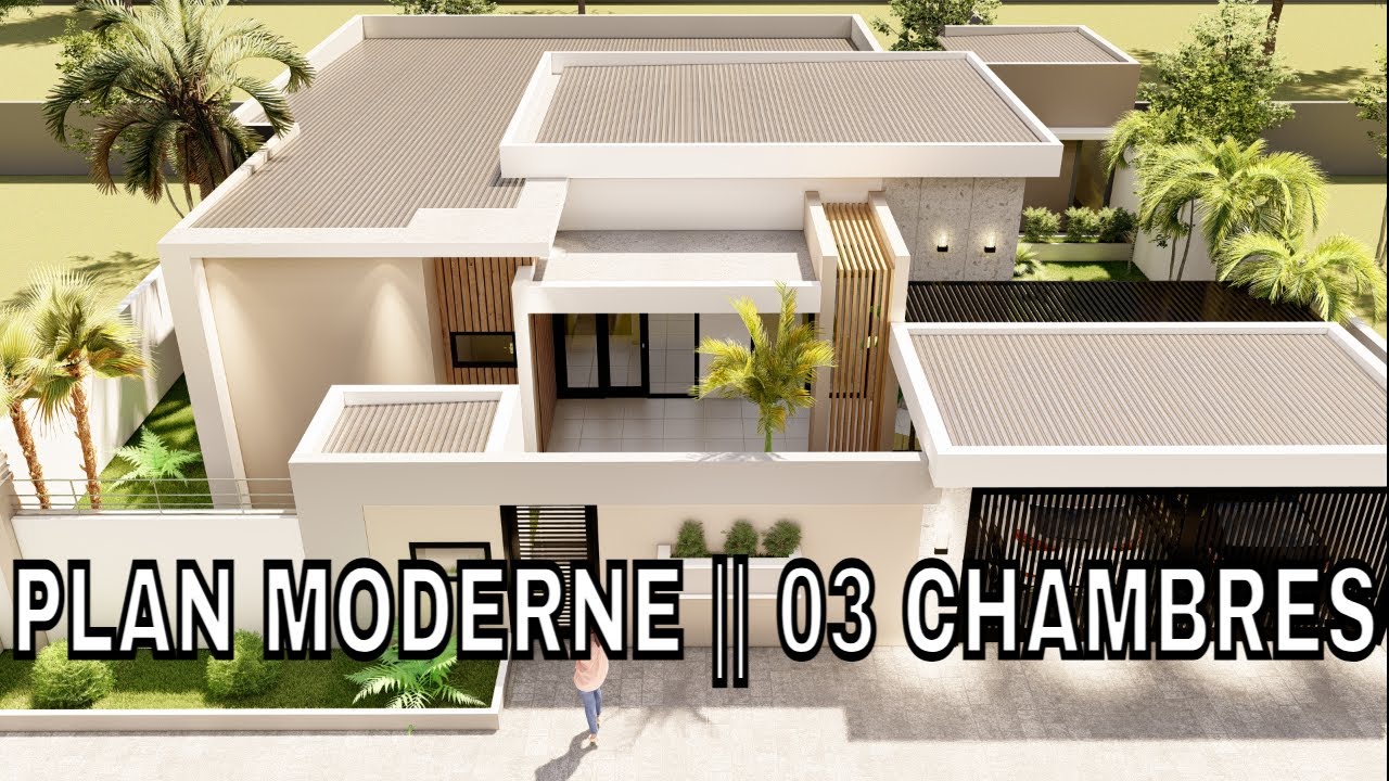 House design| pllan de maison 3 chambres modernes |3 douches| une indépendance | le terrain: 400m²