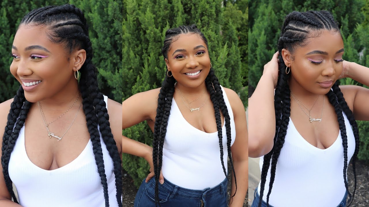 Feed In Braids into Buns | FOUR WAIST-LENGTH BRAIDS!