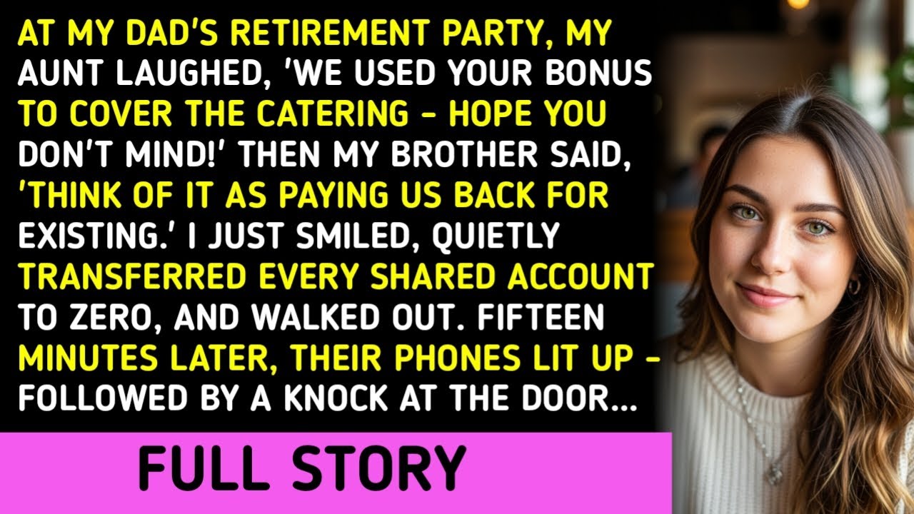 At My Dad's Retirement Party, My Aunt Laughed, 'We Used Your Bonus To Cover The Catering - Hope You