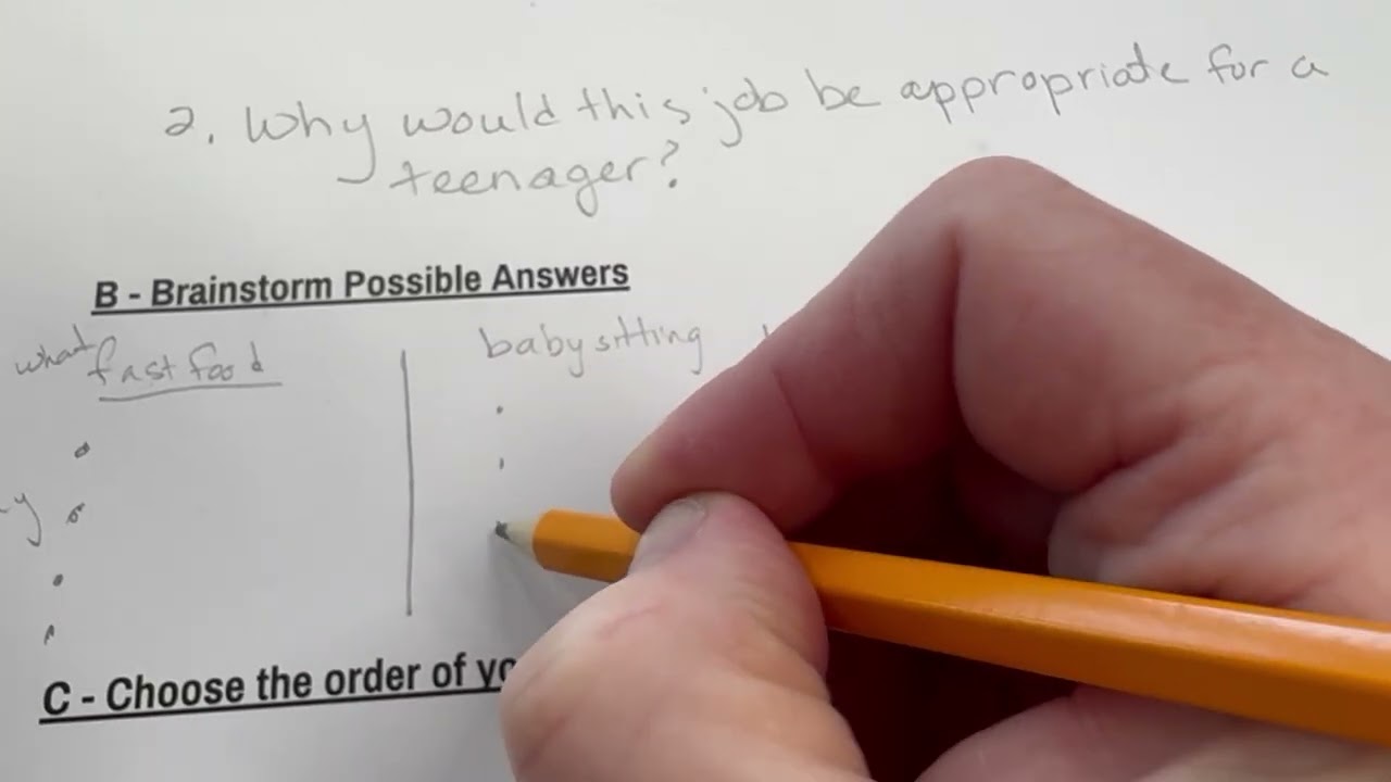 Brainstorm of the writing prompt 