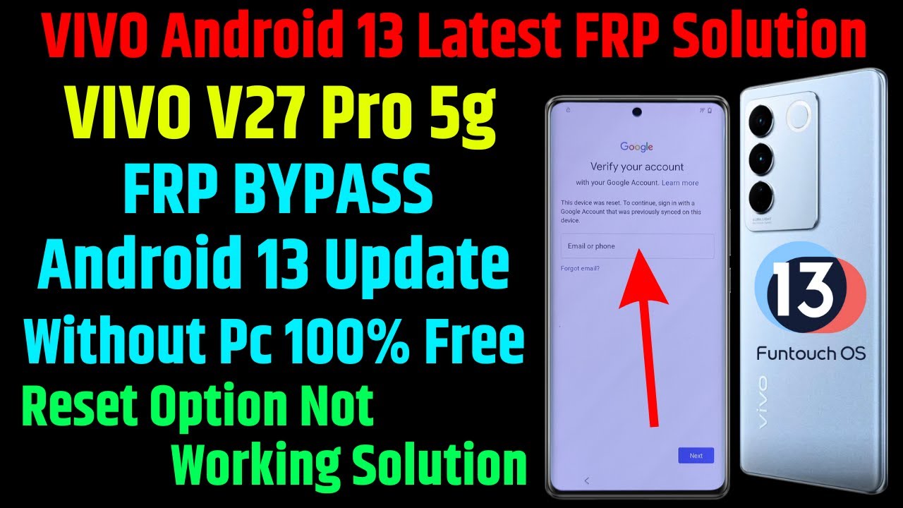 Vivo V27 Pro Frp Bypass 👉A to Z All Vivo Frp Android 13 Update👈 👉Reset Option Not Working Solution🔒
