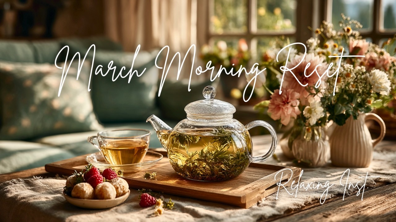 March Morning Reset 🌸 Cozy Spring Tea Ambience | Relaxing Acoustic Guitar for Deep Focus & Study