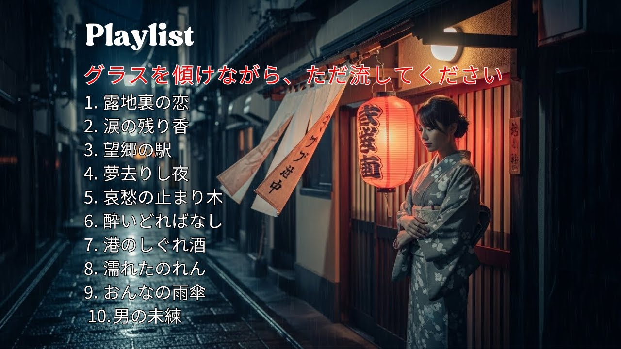 雨の夜の小料理屋、胸に沁みる正統派演歌 日の終わり、ひとり酒の時に。#日本演歌 #名曲 #演歌#メドレー井昭和演歌
