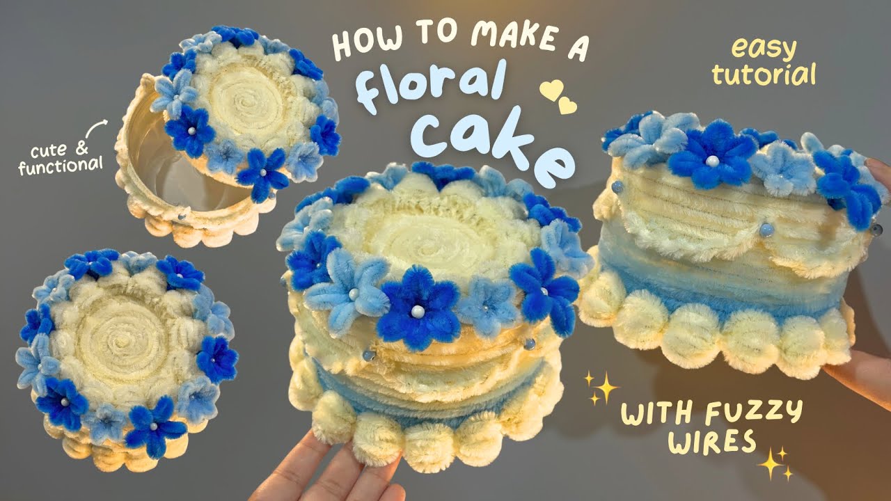 DIY Floral Cake | How to Make a Cake with Pipe Cleaner | easy fuzzy wire tutorial craft handmade